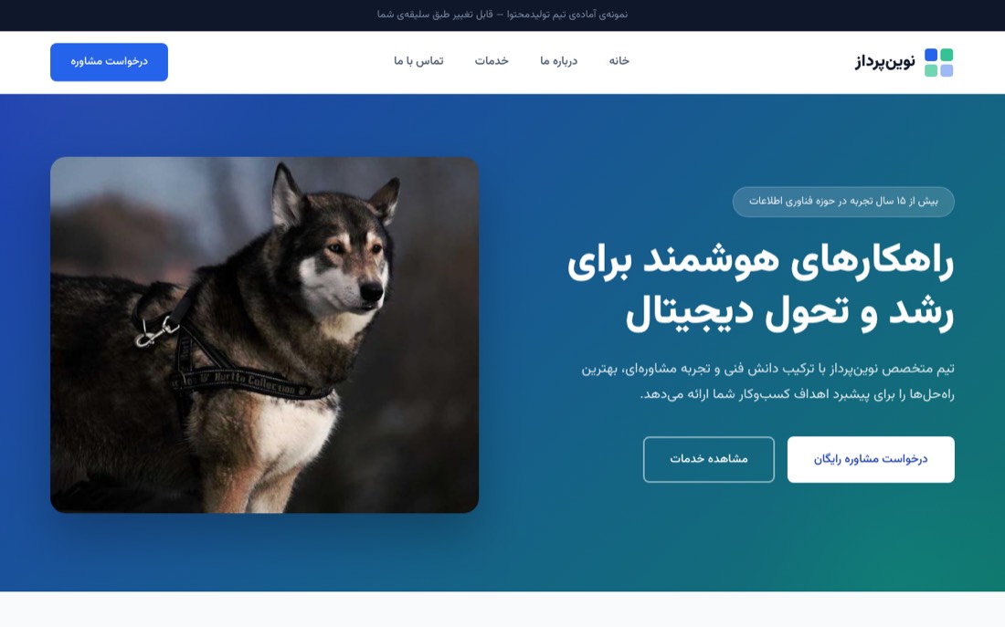 نمونه کار طراحی سایت — نوینپرداز — راهکارهای فناوری و مشاوره